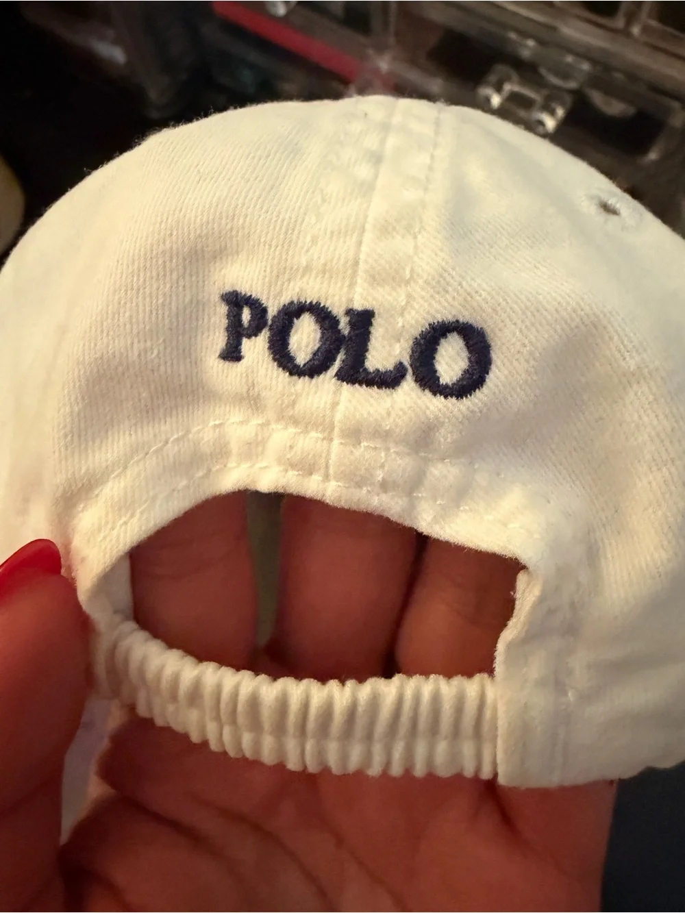 Ralph Lauren White Kids Polo Cap with Navy Pony Embroidery
